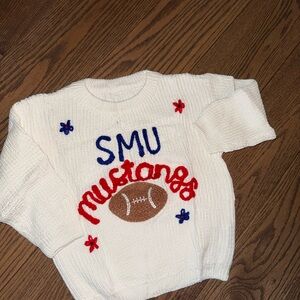 Custom like-new White SMU Mustangs Sweater
